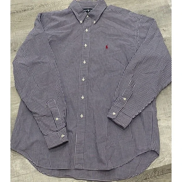 Polo Ralph Lauren Size XL Blake Button Down Shirt Purple Check Red Pony - Picture 3 of 9